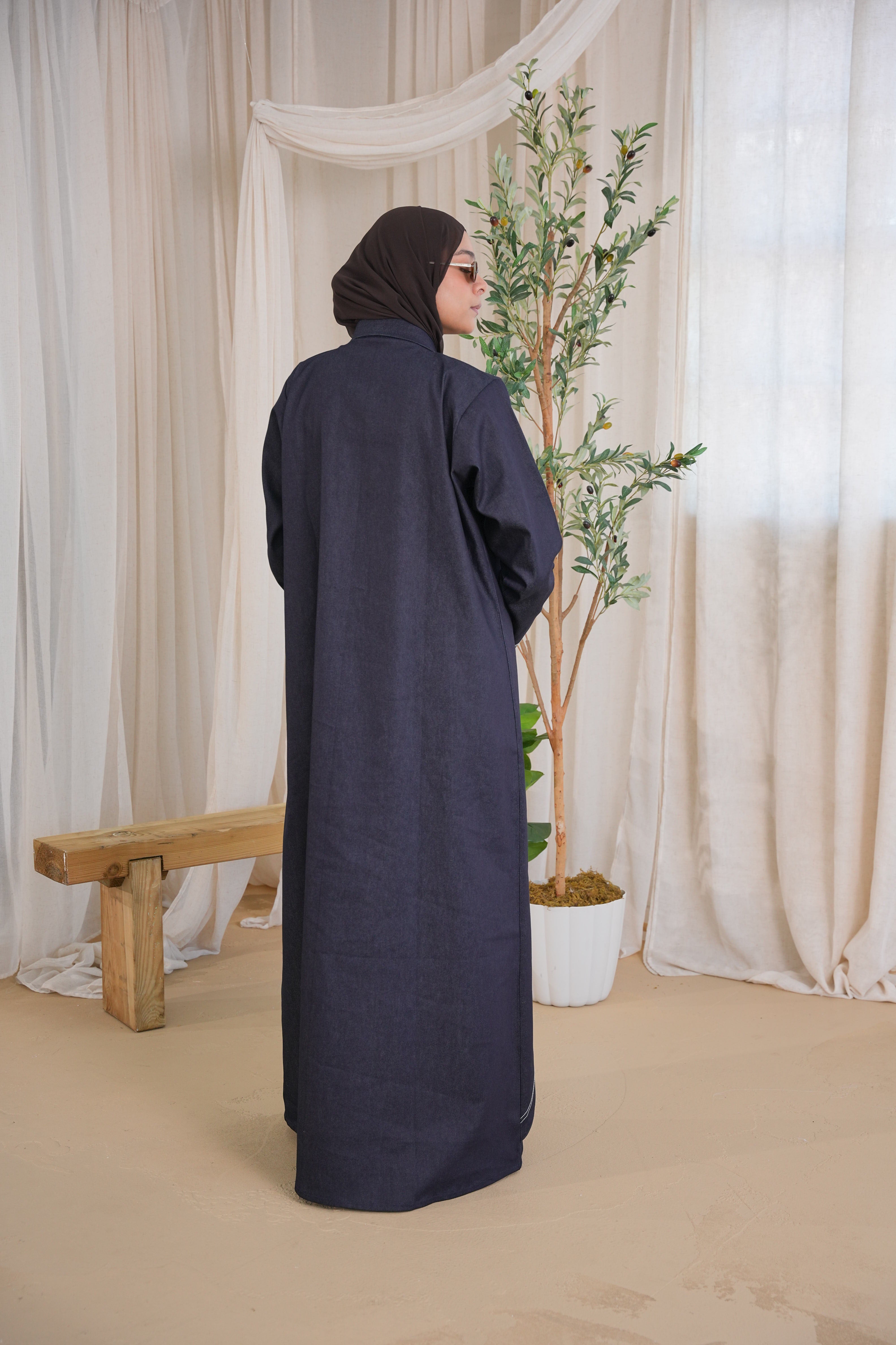 Navy Contrast Denim Abay
