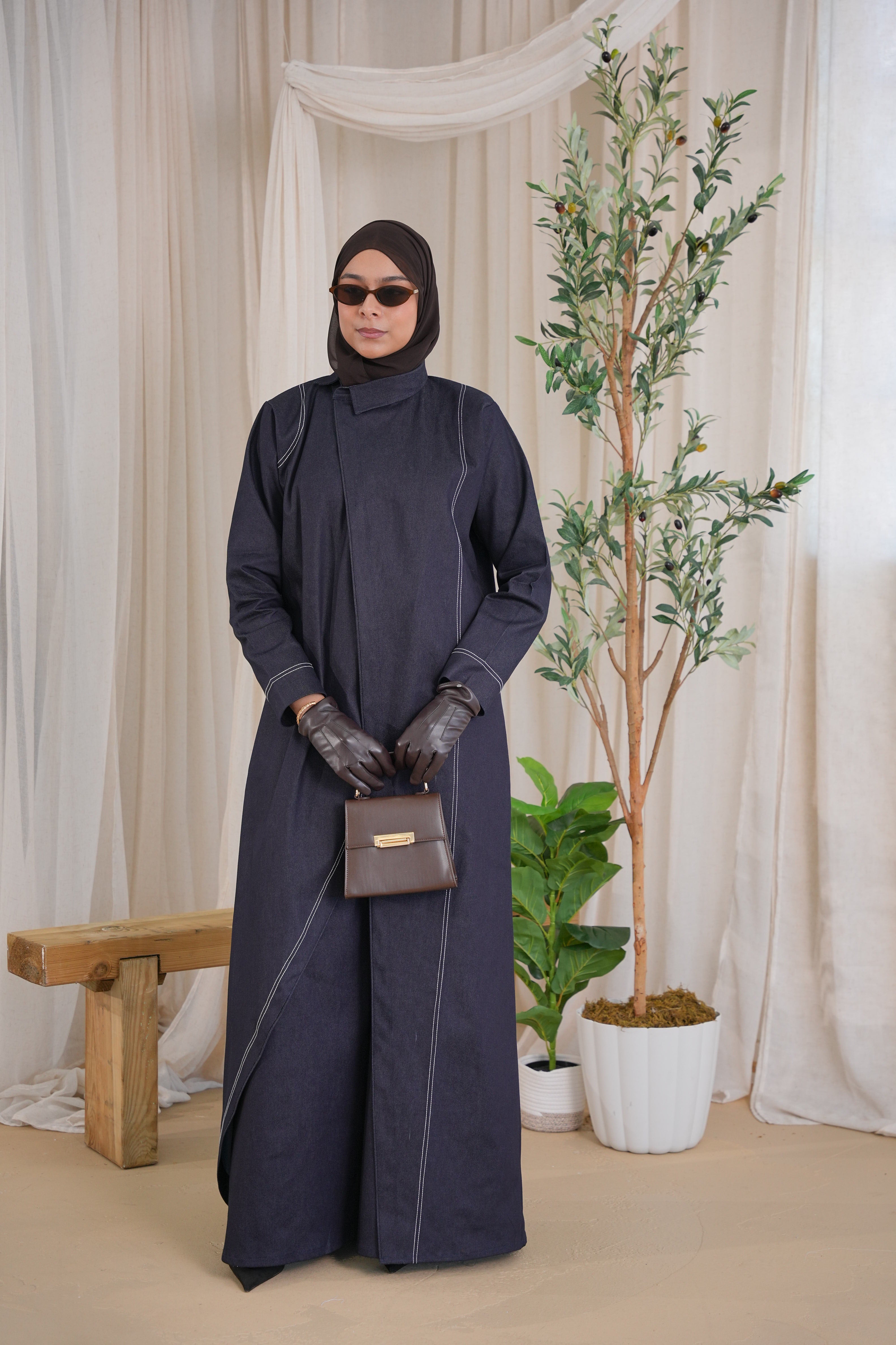 Navy Contrast Denim Abay