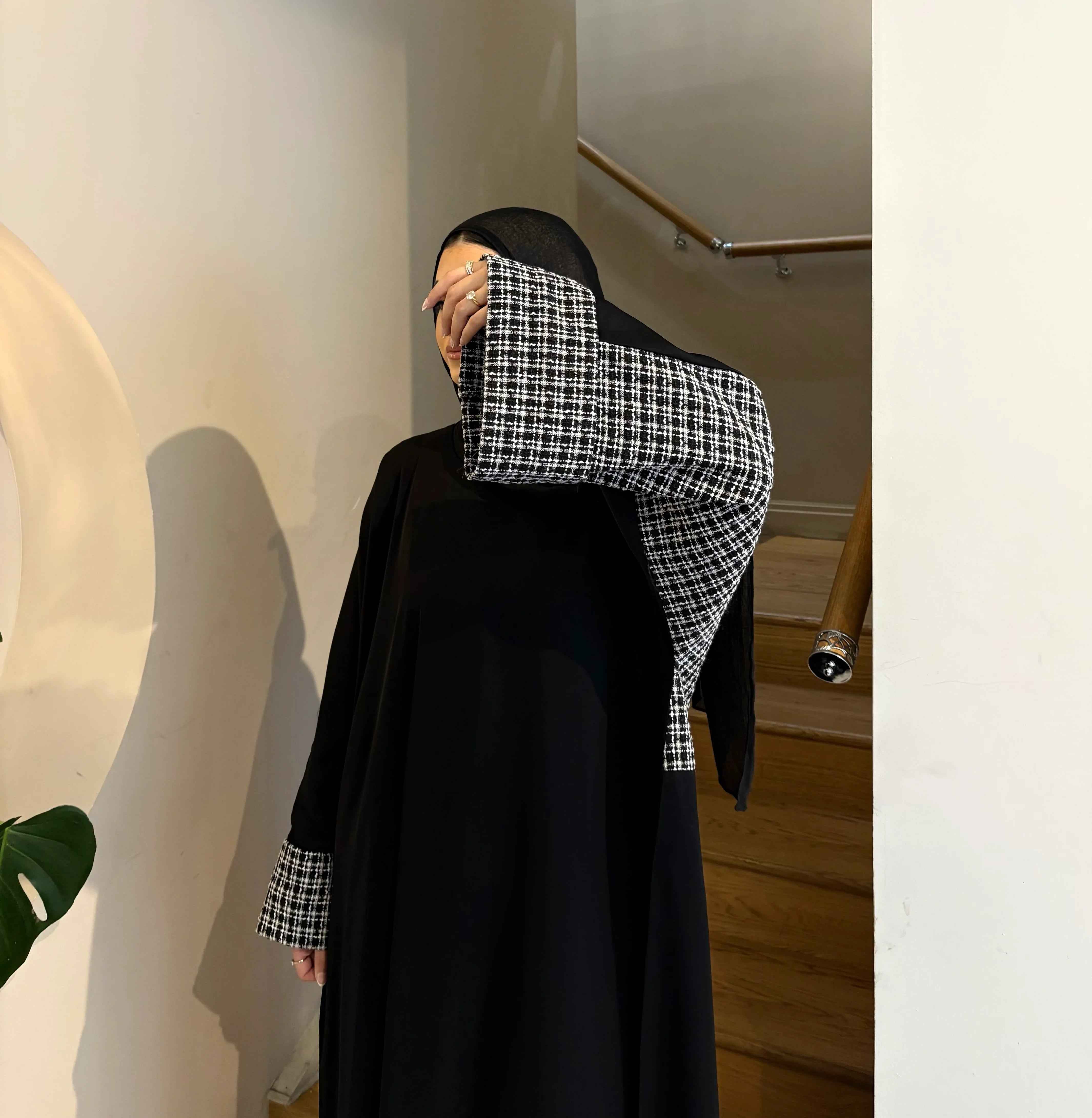 Checkered Black Abaya –Exclusive Collection / Premium Fabric / Limited Edition.