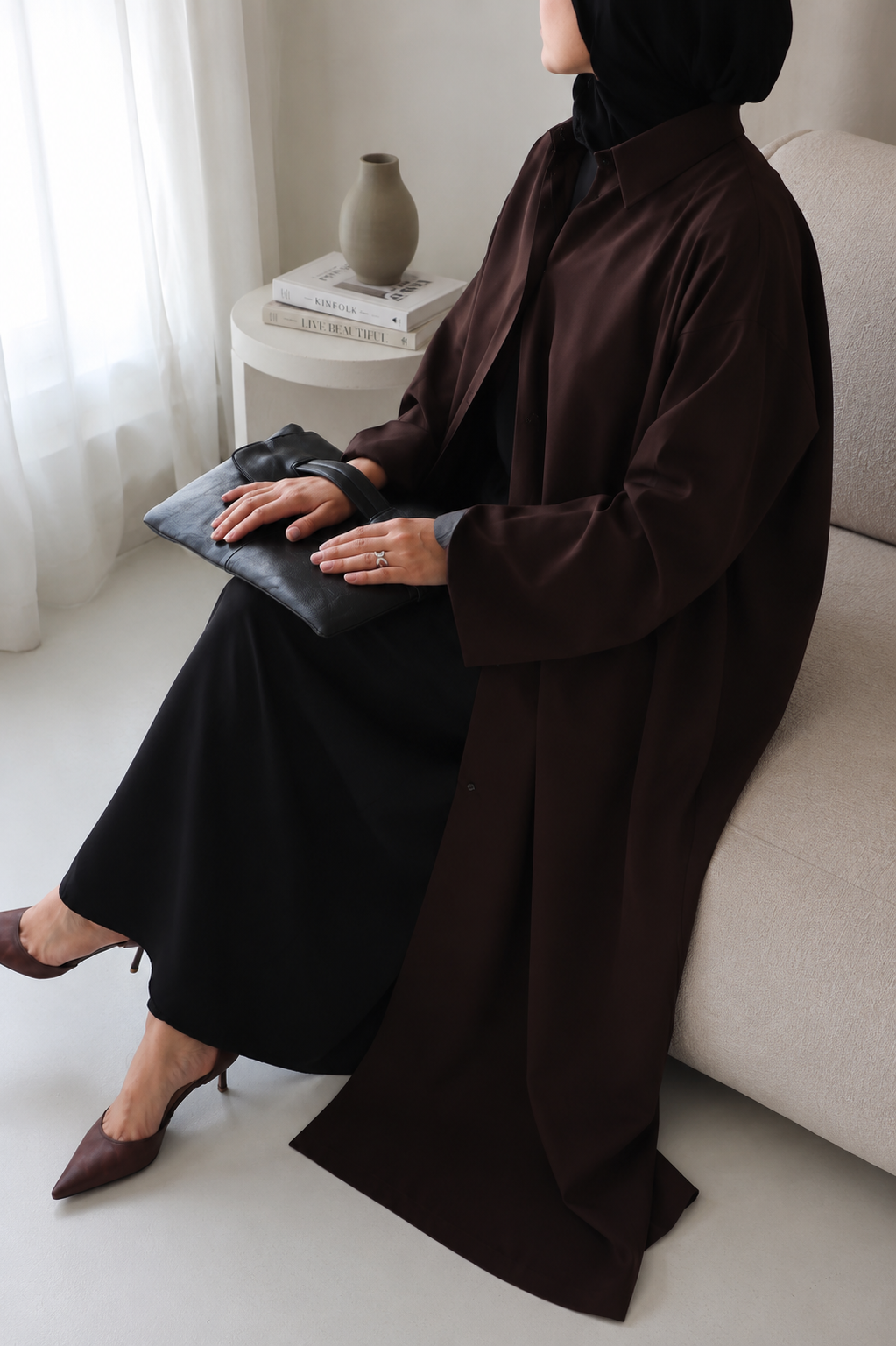 Chocolate Brown Essential Shirt Abaya