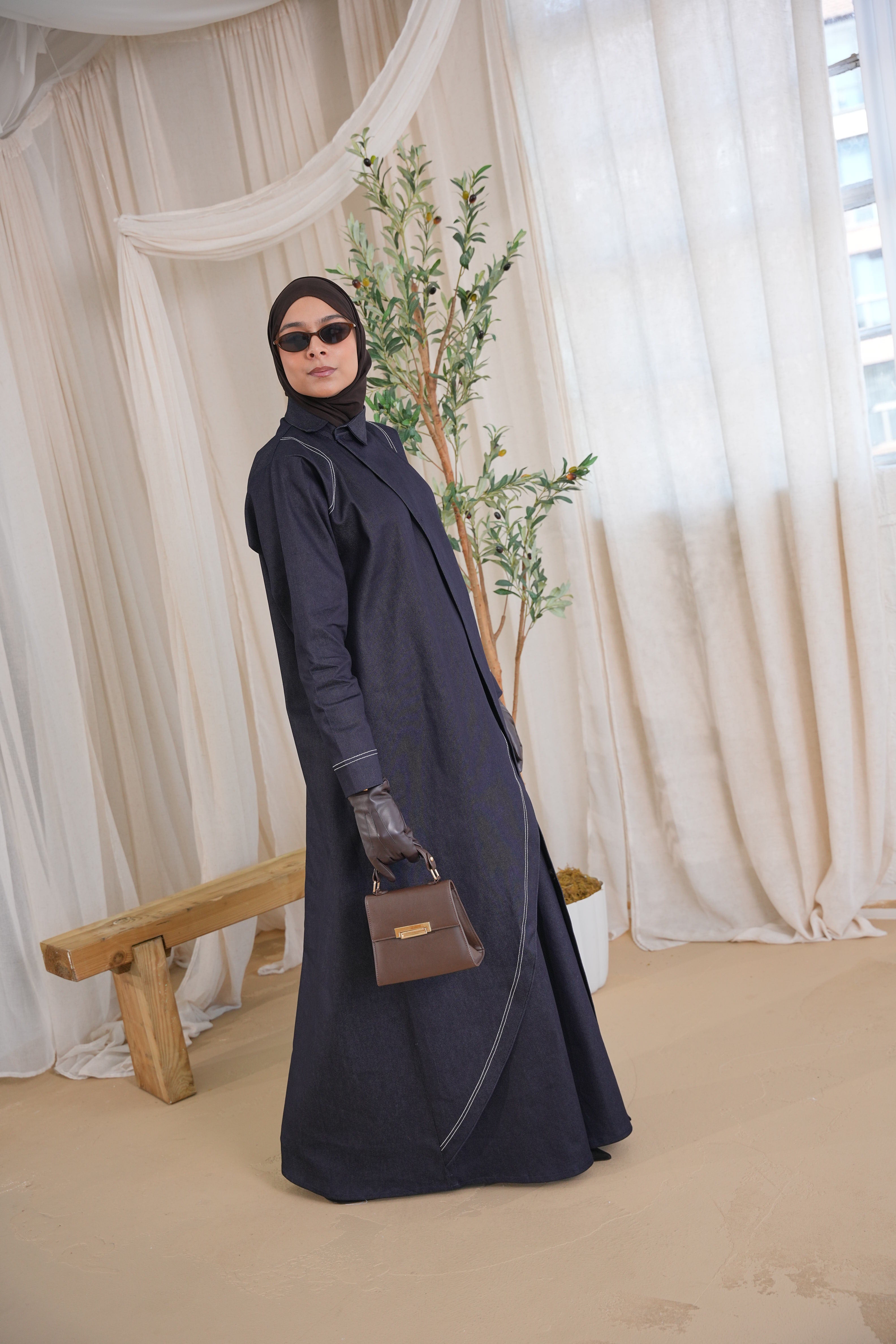 Navy Contrast Denim Abay