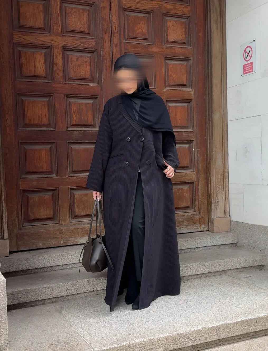 Elegant Black long lined blazer Abaya –Exclusive Collection / Premium Fabric / Limited Edition.
