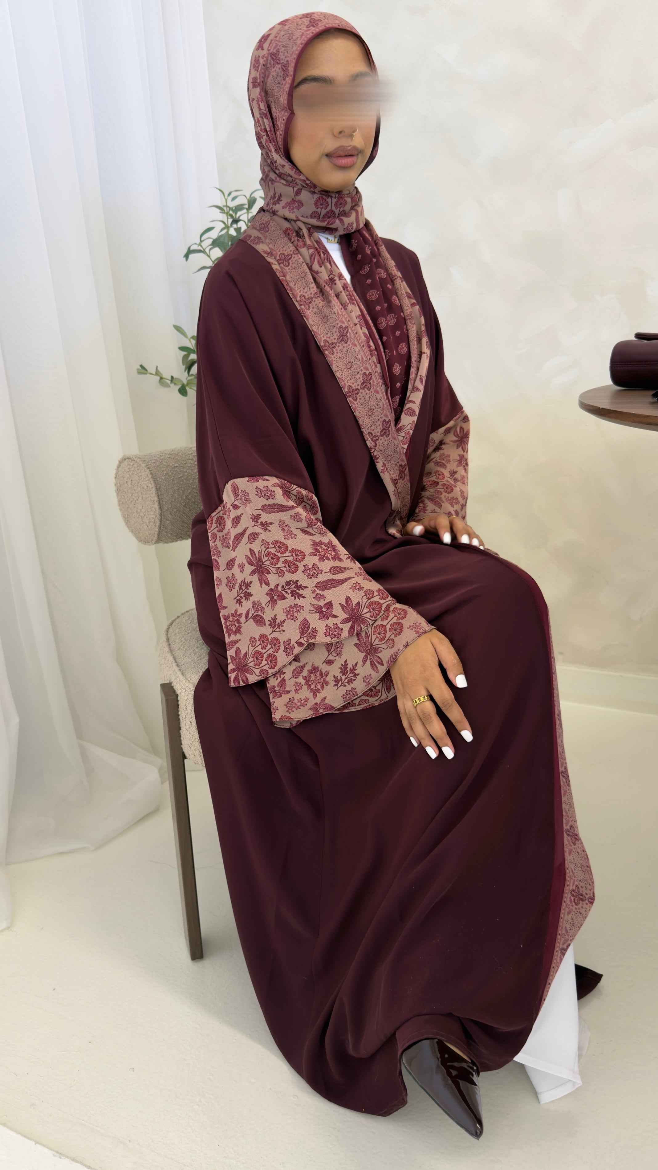 Burgundy Mosaic Abaya + Matching Hijab