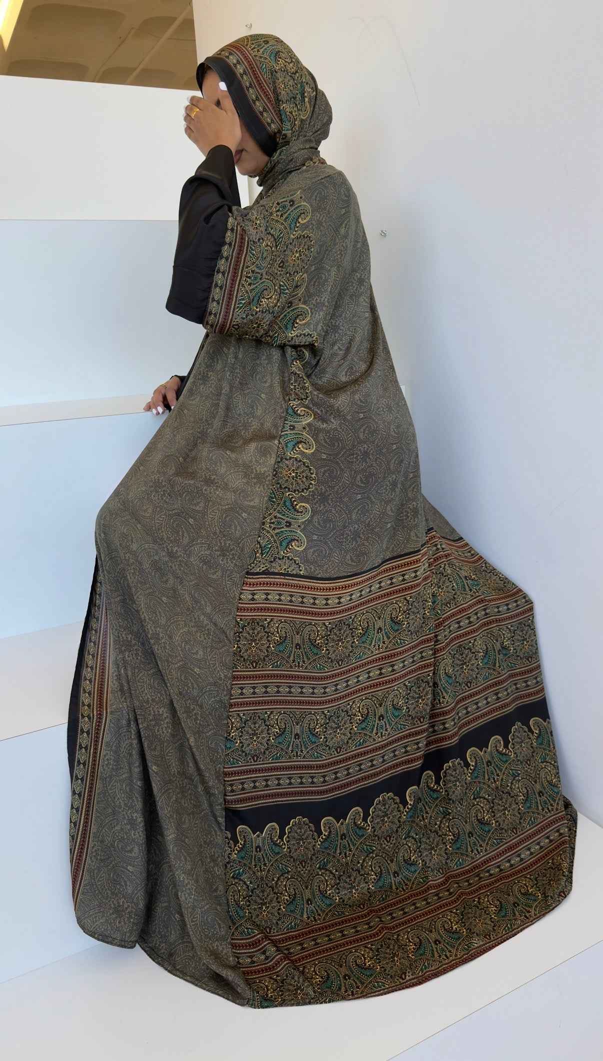 Imperial Teal Mosaic Abaya + Matching Hijab