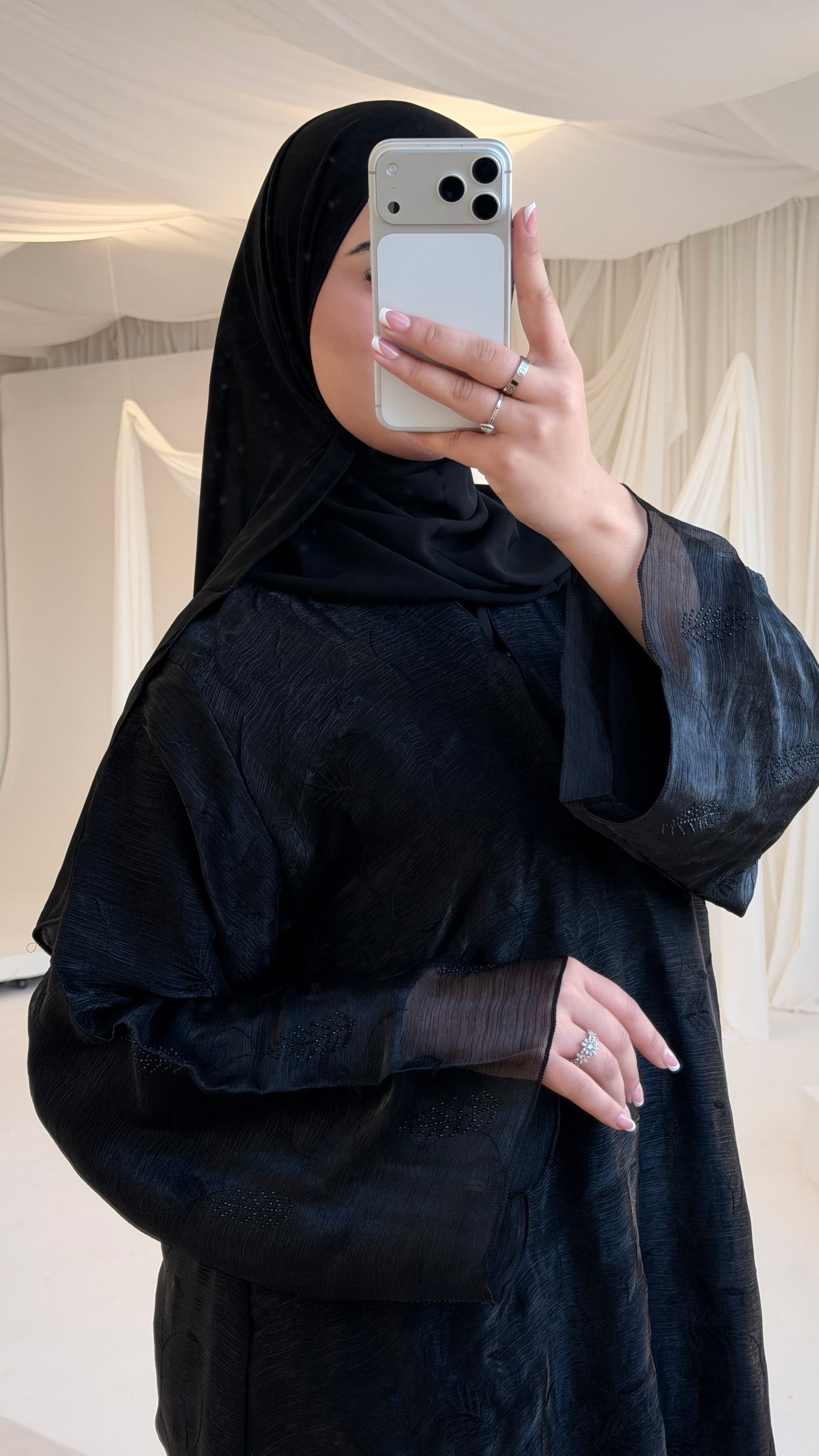 Black Embroidered Eid Abaya + matching hijab