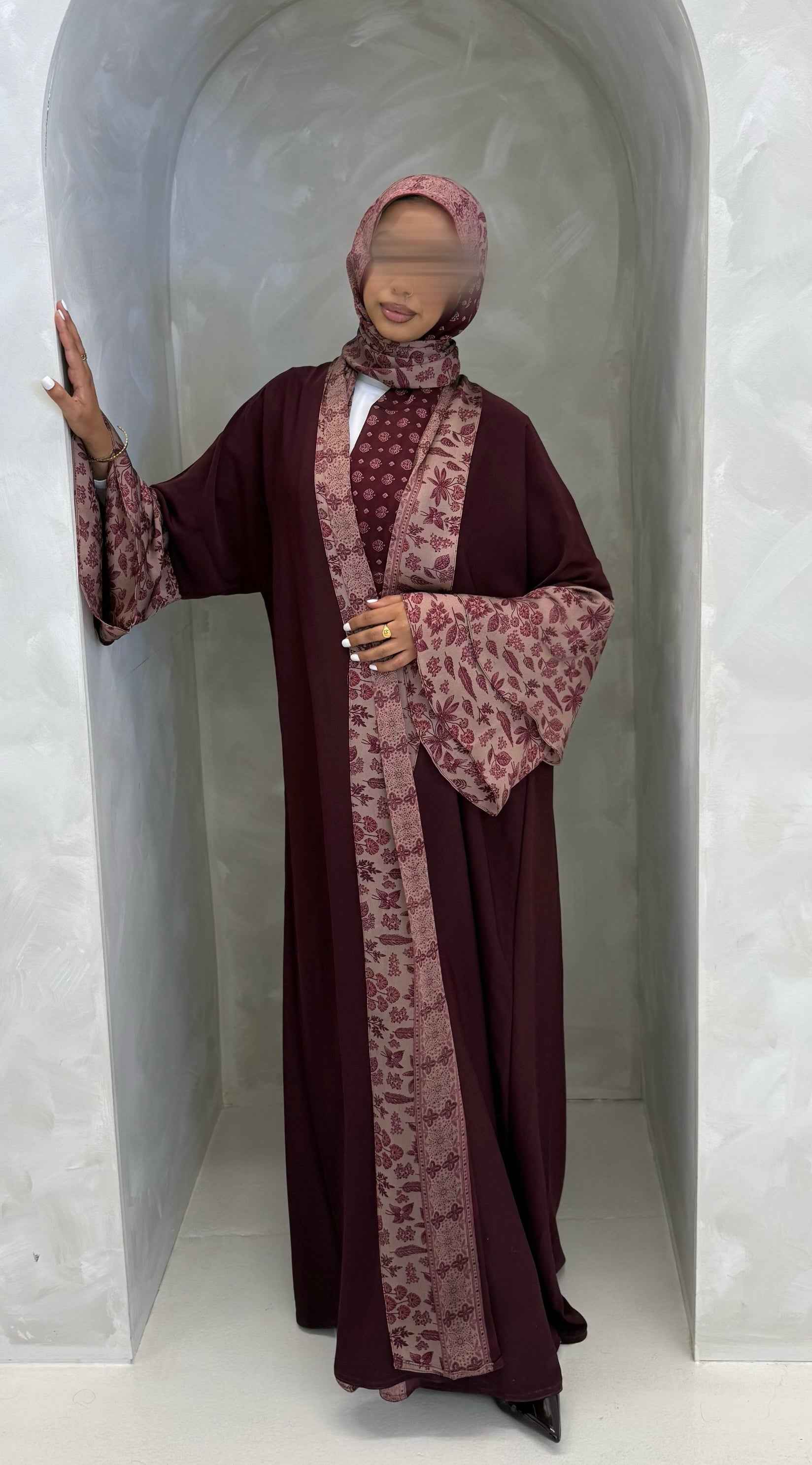 Burgundy Mosaic Abaya + Matching Hijab