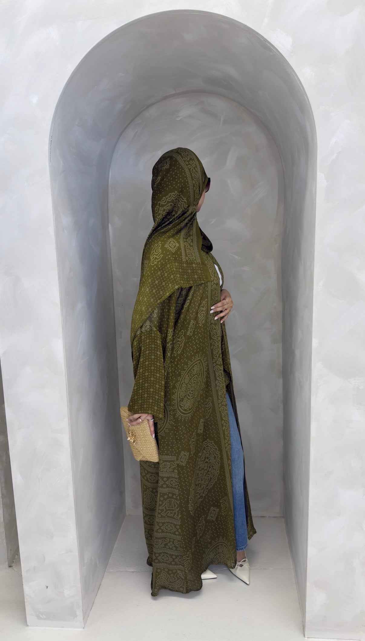 Olive Mosaic Abaya + Matching Hijab