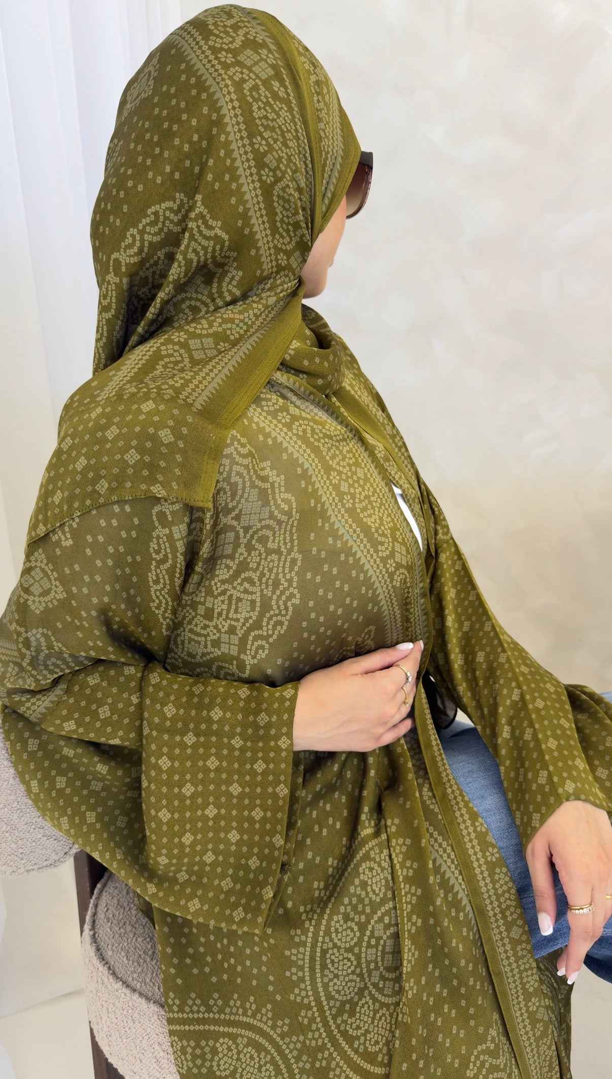 Olive Mosaic Abaya + Matching Hijab