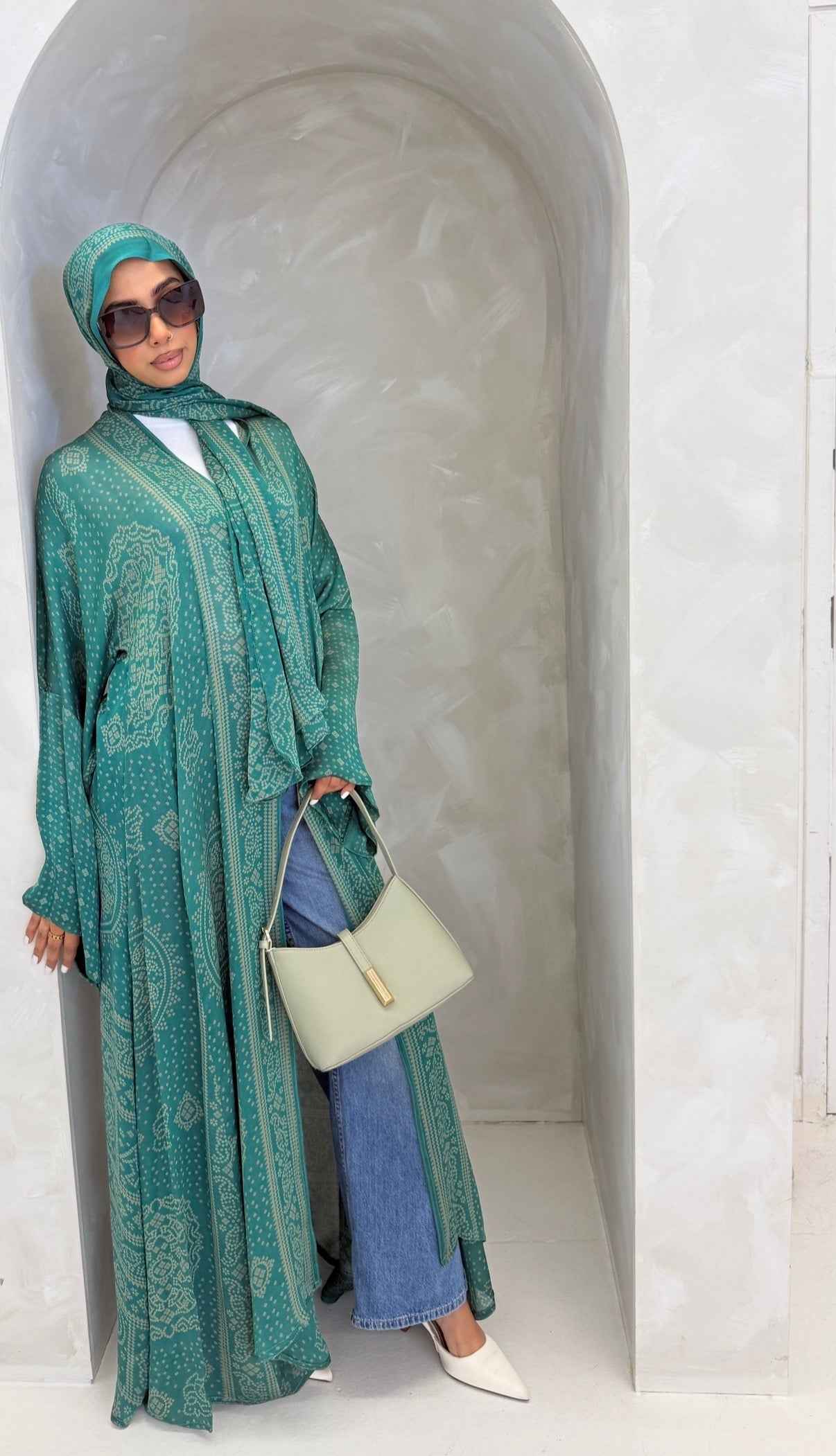 Sage Mosaic Abaya + Matching Hijab