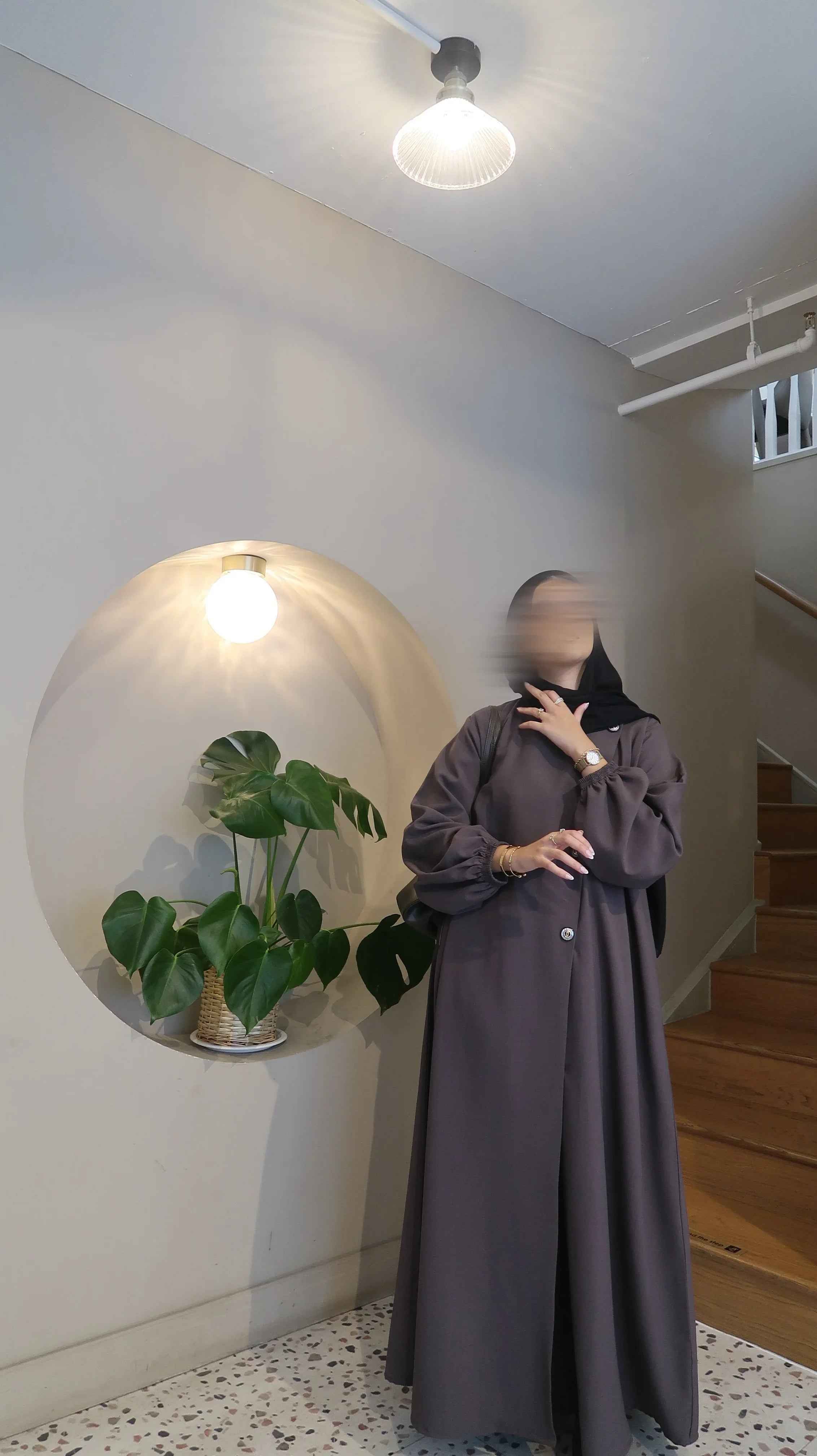 Luxury grey Abaya with Asymmetrical Buttons – Limited Edition Premium Fabric