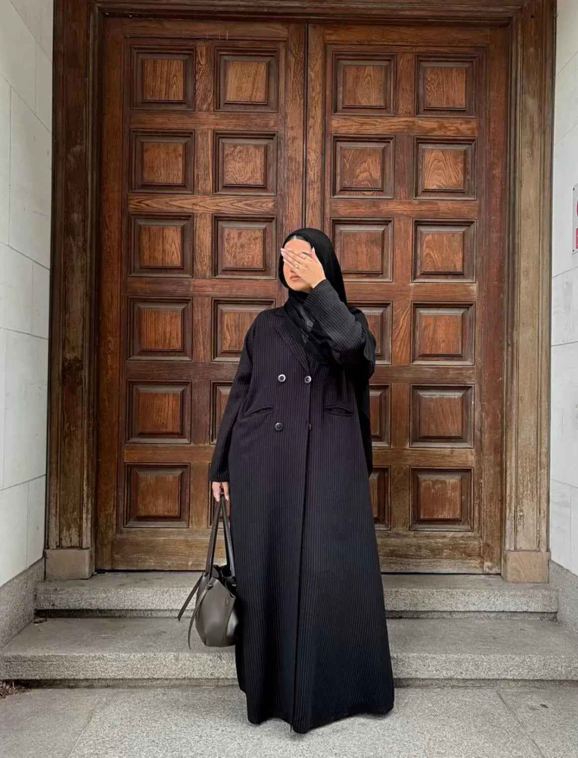Elegant Black long lined blazer Abaya –Exclusive Collection / Premium Fabric / Limited Edition.