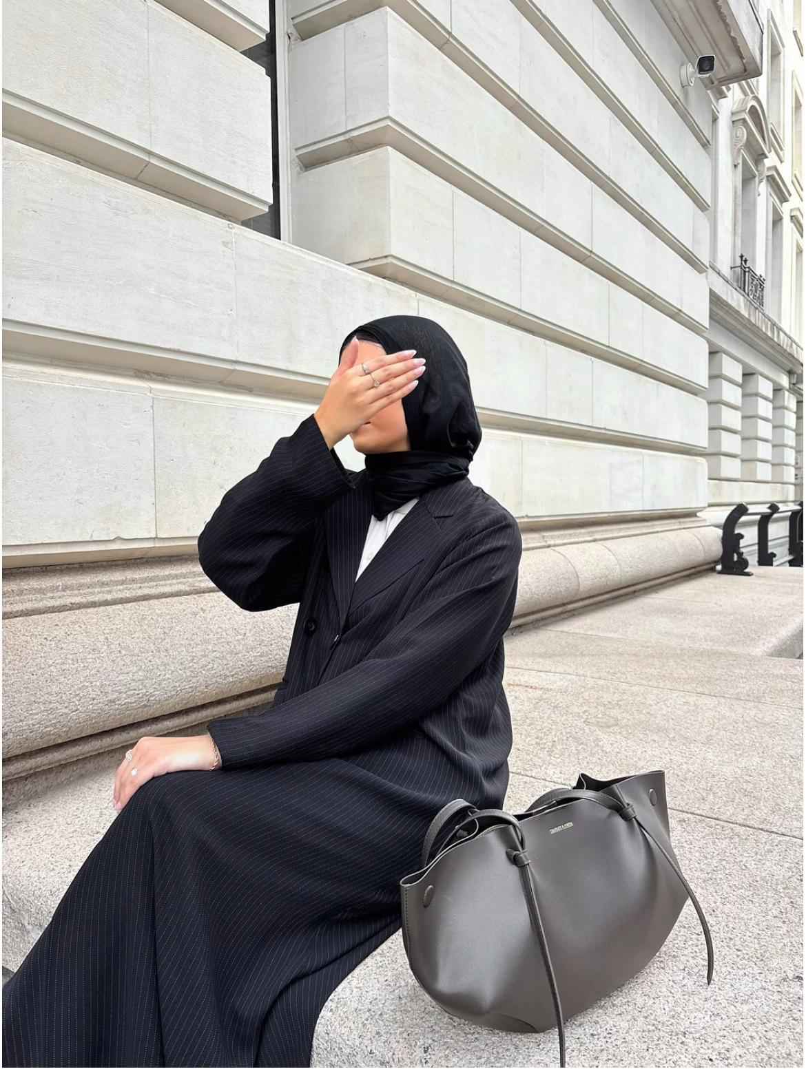 Elegant Black long lined blazer Abaya –Exclusive Collection / Premium Fabric / Limited Edition.