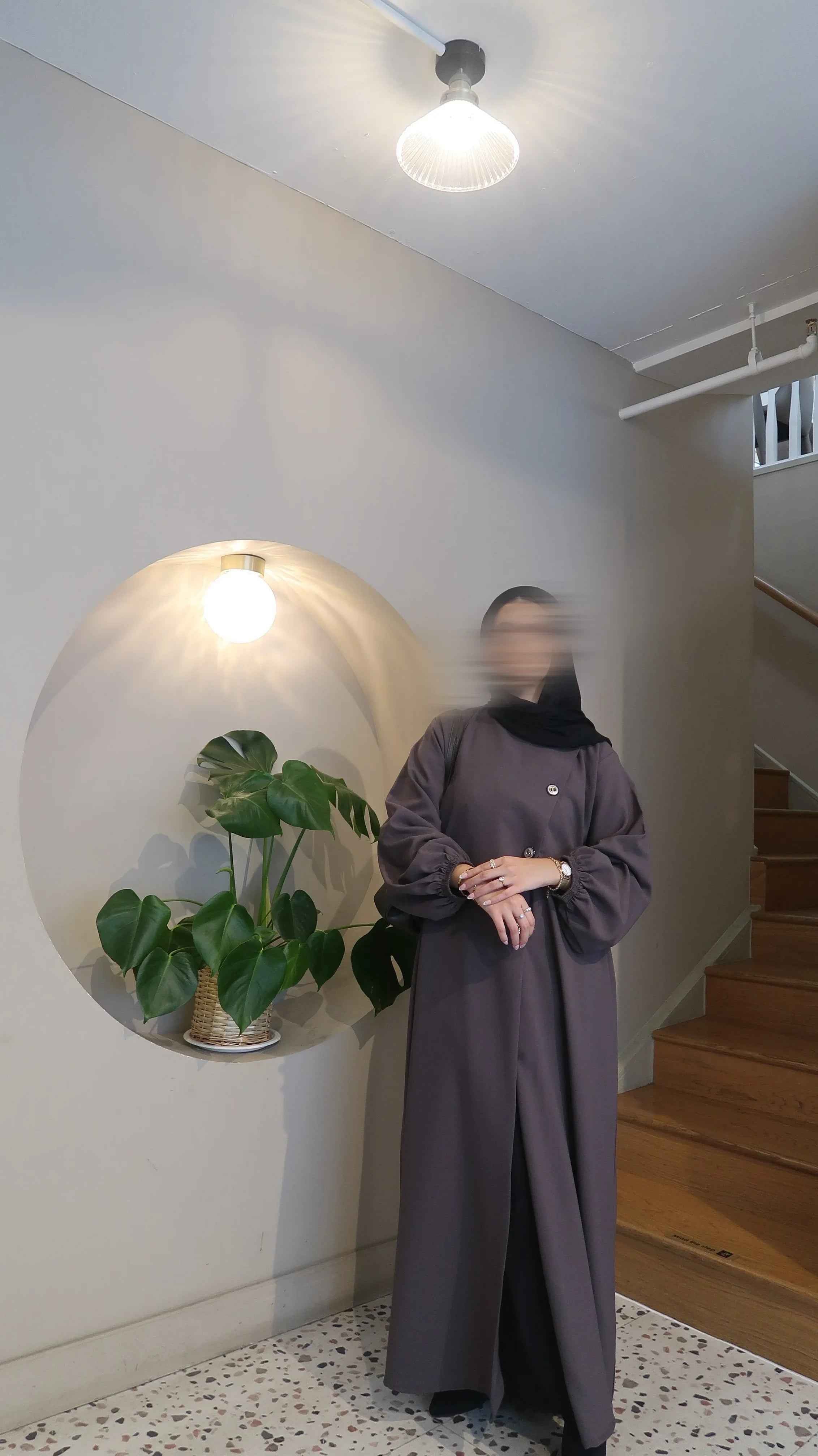 Luxury grey Abaya with Asymmetrical Buttons – Limited Edition Premium Fabric