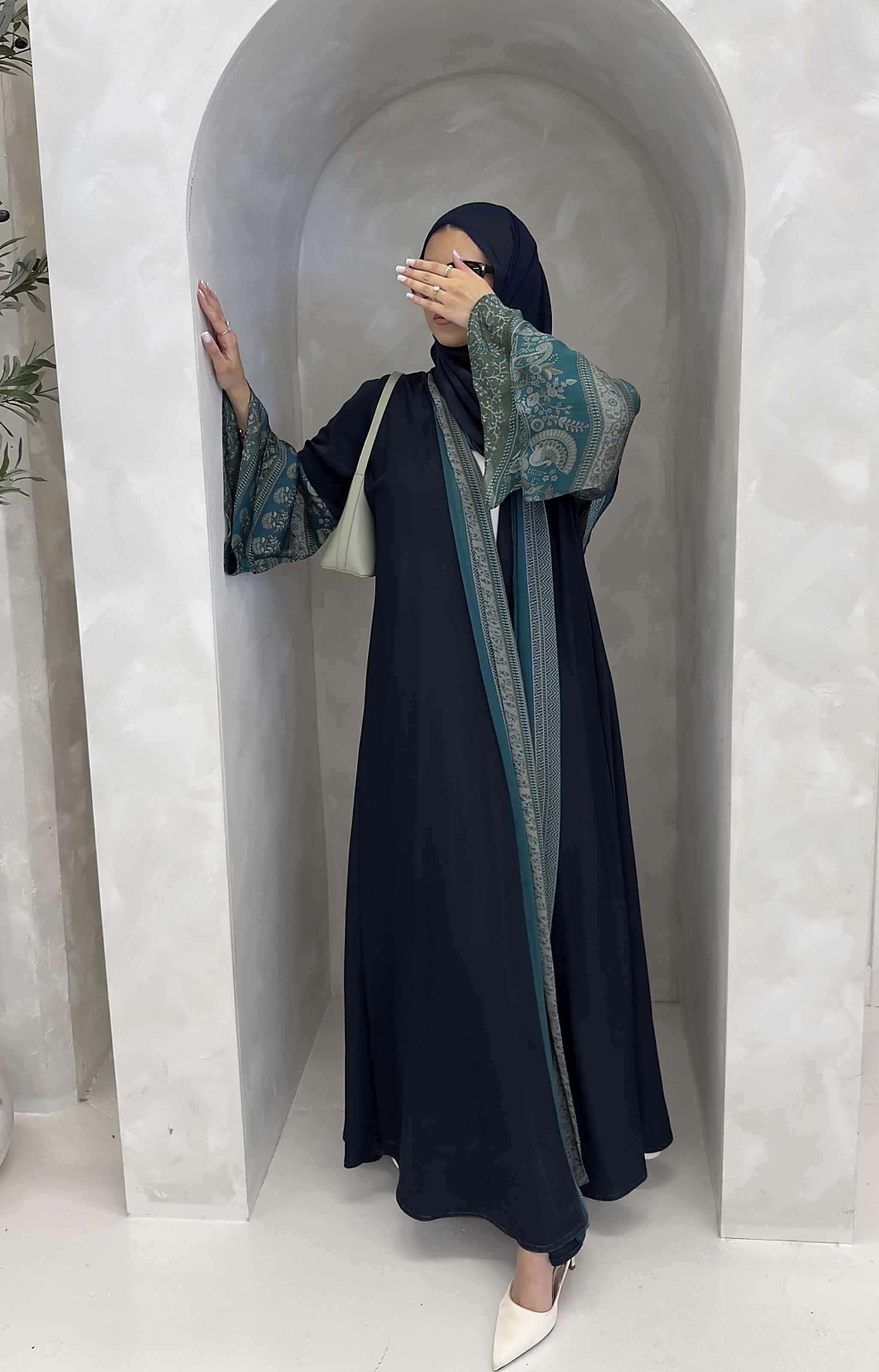Deep Teal Mosaic Abaya + Matching Hijab