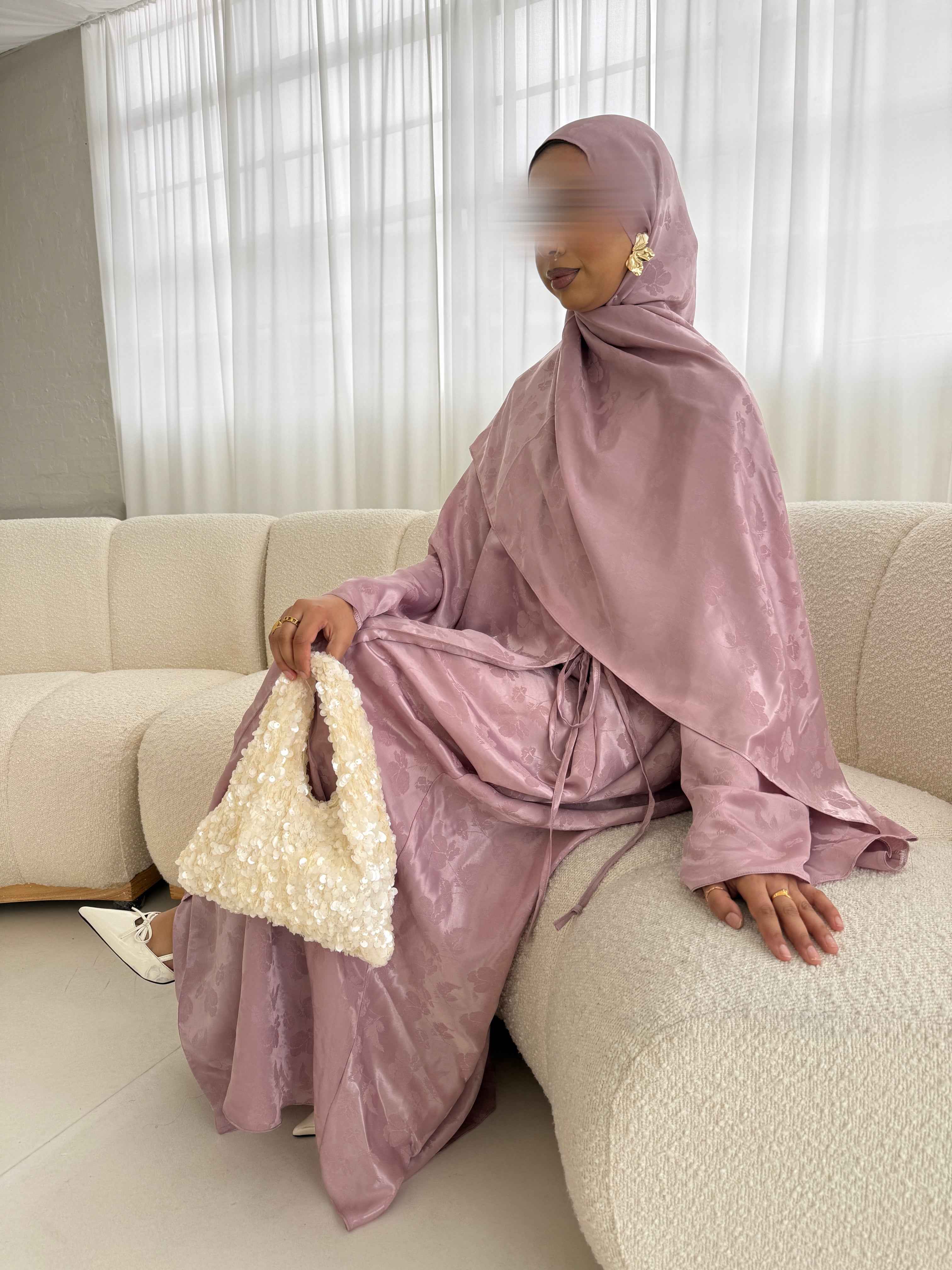 Rose Petal Wrap Abaya & Matching Hijab Set